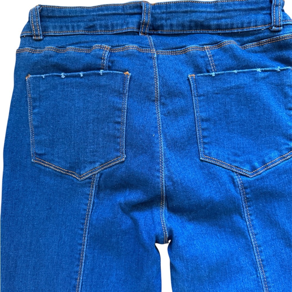 Chelsea & Violet Blue Flare Jeans with Embroidered white flowers - Picture 3 of 5